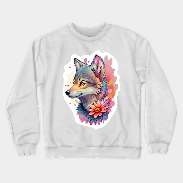 Beautiful Colorful Wolf Crewneck Sweatshirt by Imagination Gallery